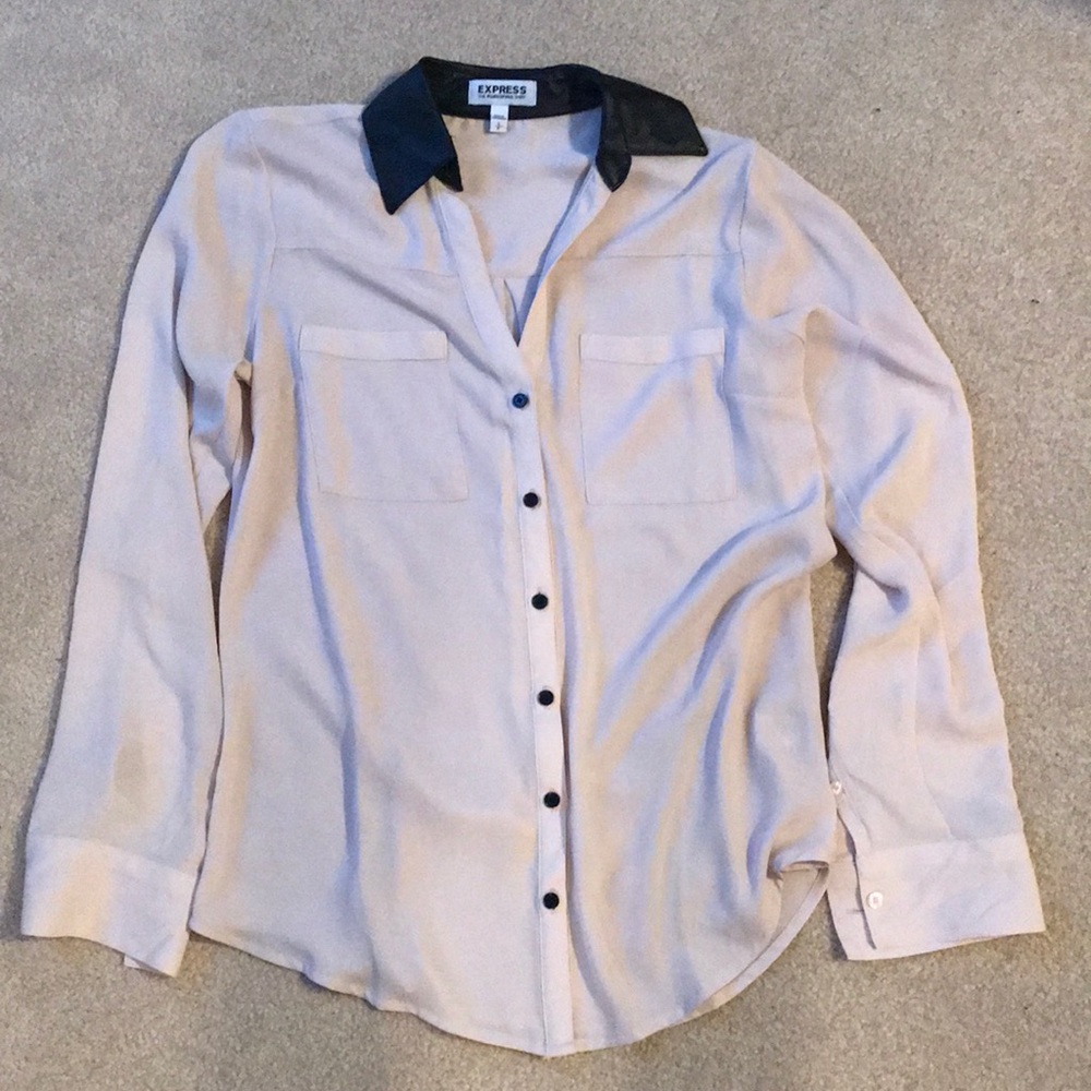 Tan and leather button up top